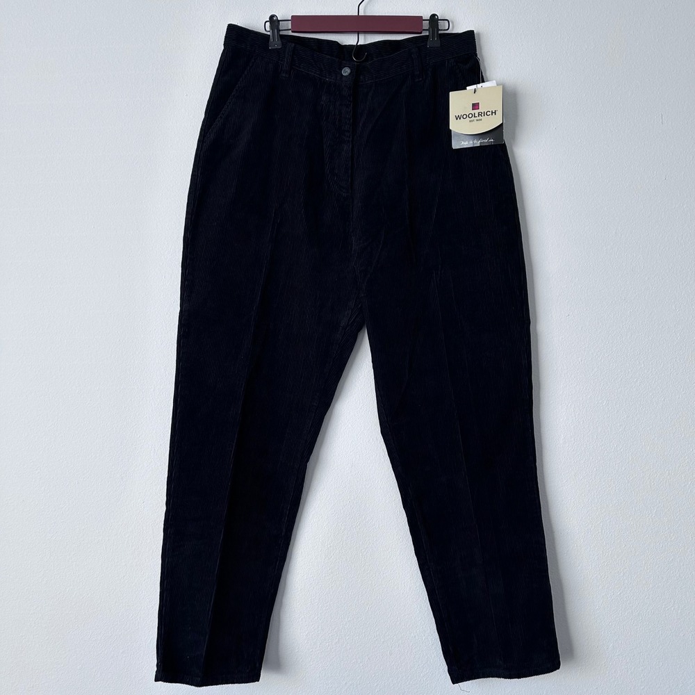 Vtg 90s Y2K Woolrich Size 16 Corduroy Black 1964 Pants‎ High Waisted Womens Goth
